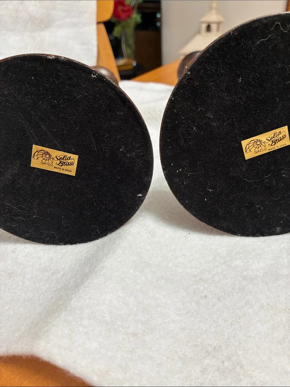 Gatco Bronzed Brown solid brass Candle Holders - Pair